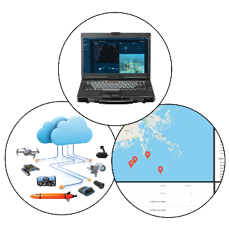 A computer and a map of the world Description automatically generated